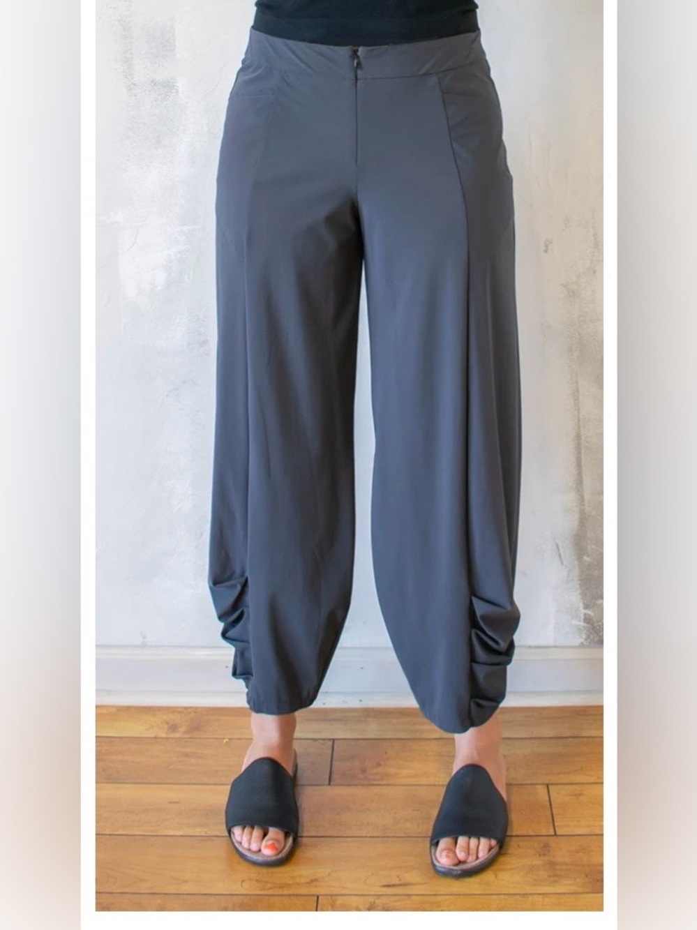 Porto SF Women's Sz 2 US 8-10 Gray Porter Pants  Barrel Stretchy Lagenlook